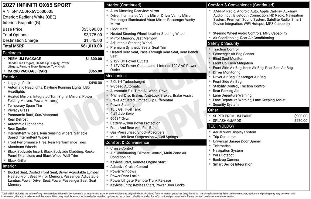 2027 INFINITI QX65 Sport AWD