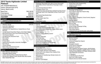 2015 Toyota Highlander Limited Platinum V6
