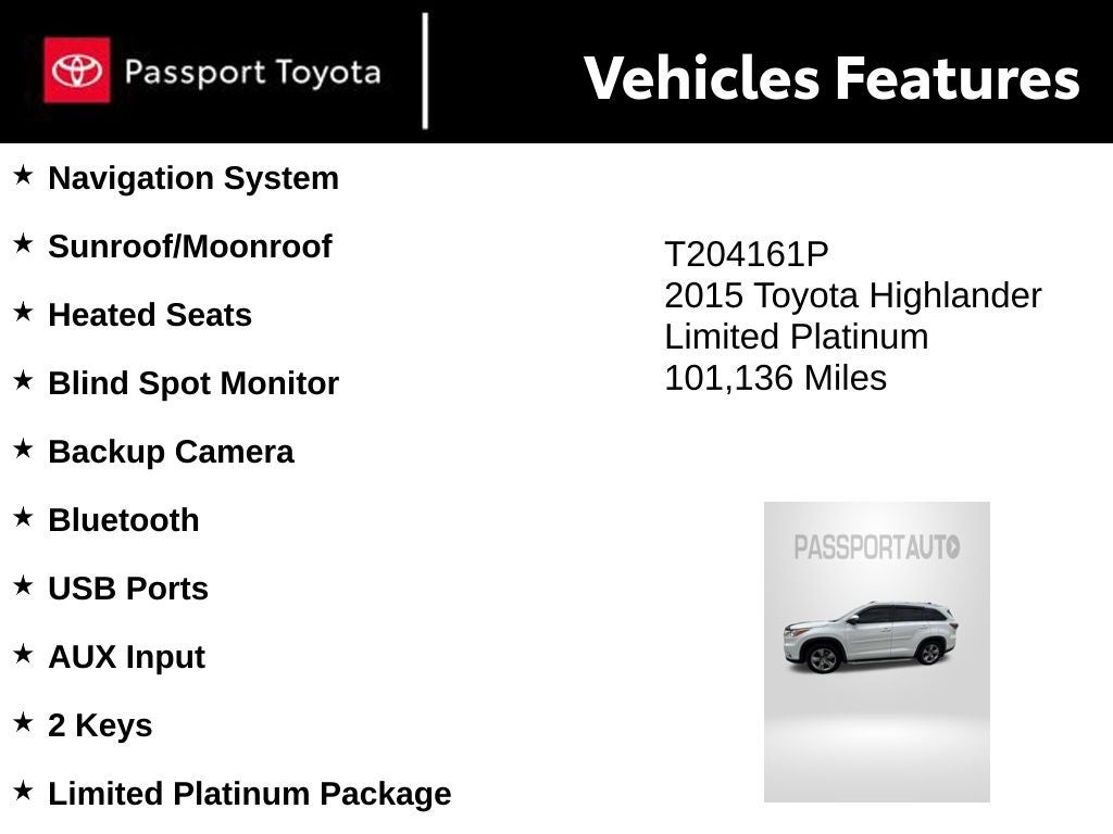 2015 Toyota Highlander Limited Platinum V6